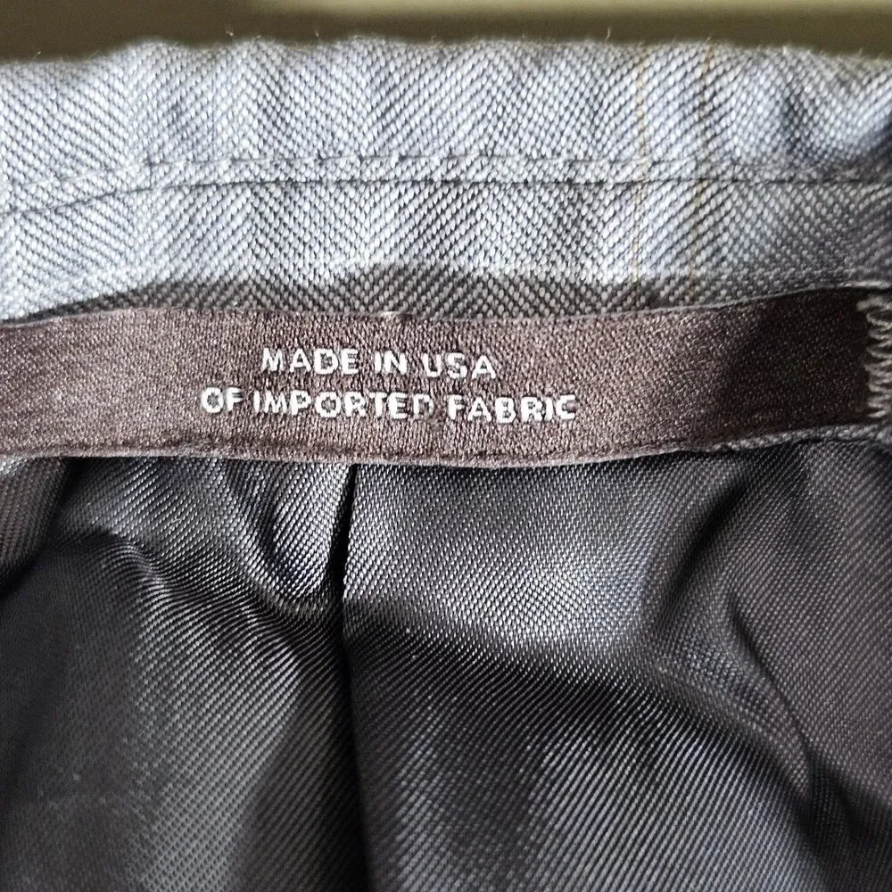 Joseph Abboud Suit Men 46 Wool Lightweight Gray Windowpane Check Pants 36X32